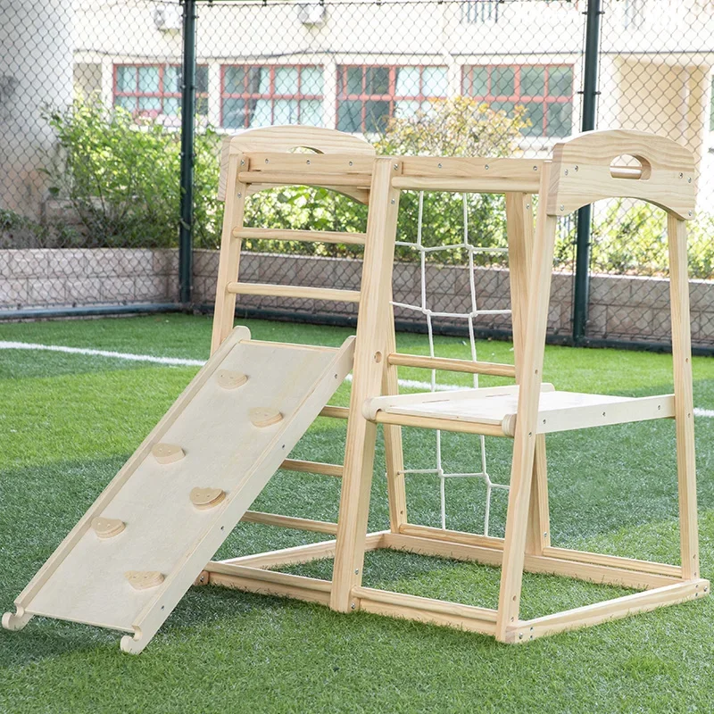 Triangle Wooden Climbing Frame Children's Gym Indoor Wooden Jungle Play Grm for Kids