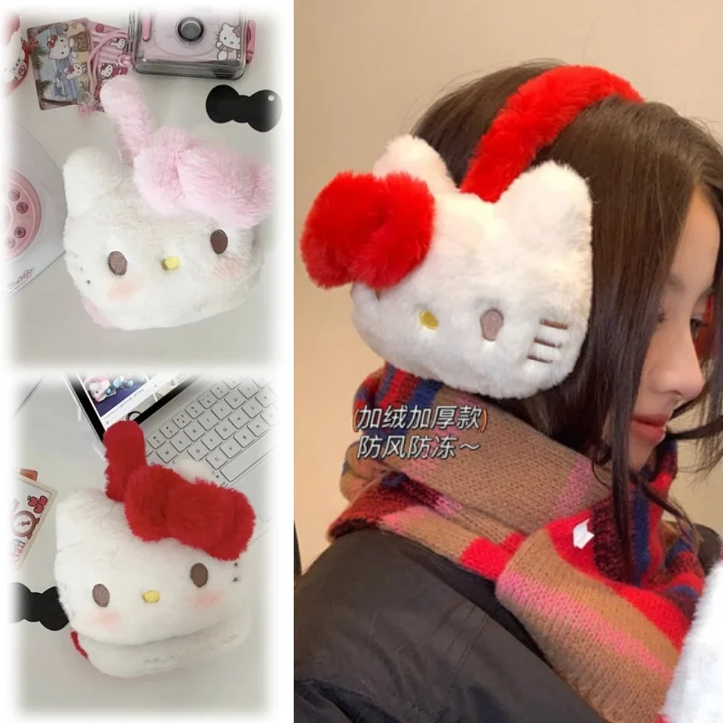 Cartoon HelloKittys Soft Plush Warmer Earmuff Pink Kt Cat Cute Earflap Winter Outdoor Cold Protection Ear-Muffs Ear Cover Gift