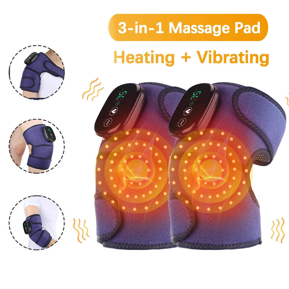 

3-in-1 Heating Shoulder Knee Massager Electric Vibration Heated Pad Wrap Massage Belt Hot Compress Joint Shoulder Steamer Device