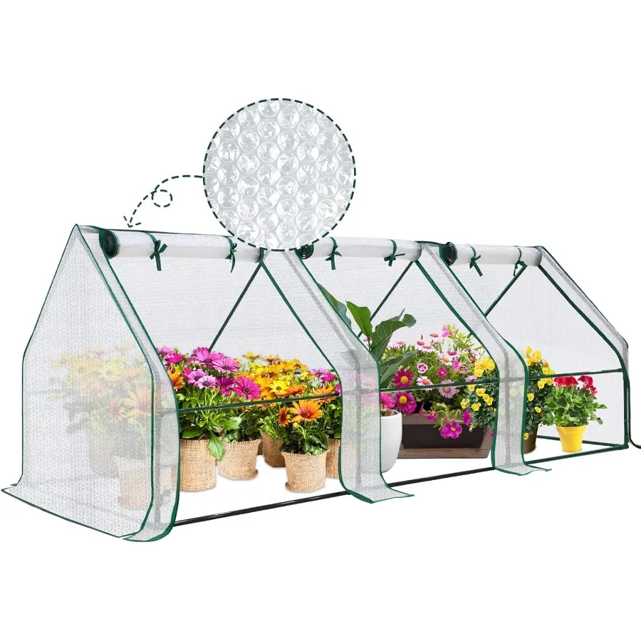 

Портативная туннельная теплица 96x36x36 с свернутыми дверцами на молнии и крышкой Bubble F для защиты растений на открытом воздухе, простая сборка