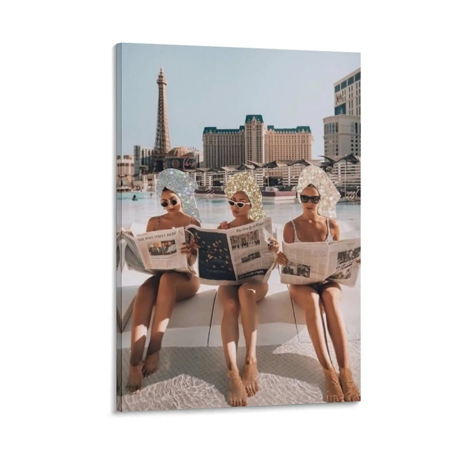 

Fashion Vintage Aesthetic Girls Reading Newspapers Canvas Painting painting bedrooms decor