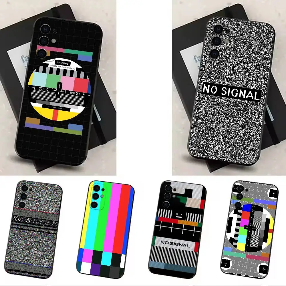 

No Signal TV phone Case For Samsung S25,24,21,22,23,30,Ultra,20,Plus,Fe,Lite,Note Black Soft Cover