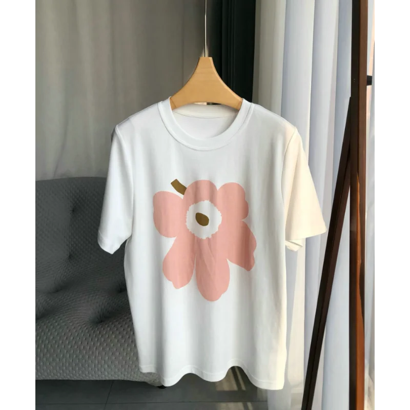 Summer Men Women 100% Cotton T Shirts A Flower Printed T-Shirt Graphic Unisex Brand Clothes High Quality Fashion Casual Tops