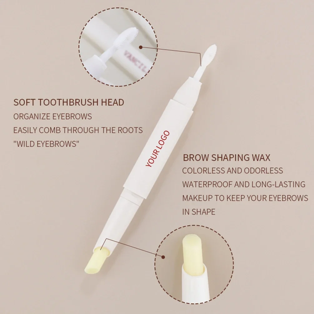 Private Label Eyebrow Wax Custom Logo Waterproof Sweat-proof Double Head Brow Styling Gel Pencil 3D Wild Brow Makeup Wholesale