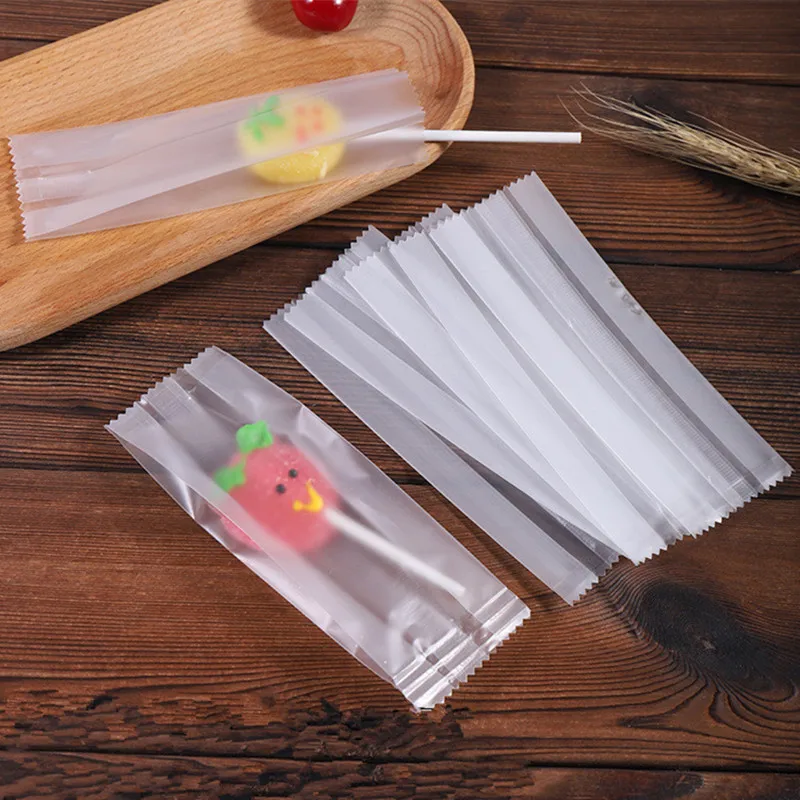 50Pcs Transparent Frosted Clear DIY Handmade Lollipop Candy Sugar Bags Machine Sealing Packaging