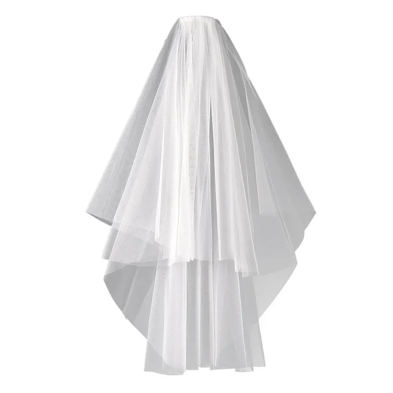 

White Ivory Bridal Veils Two Layers Tulle Wedding Comb Accessories Short Veil