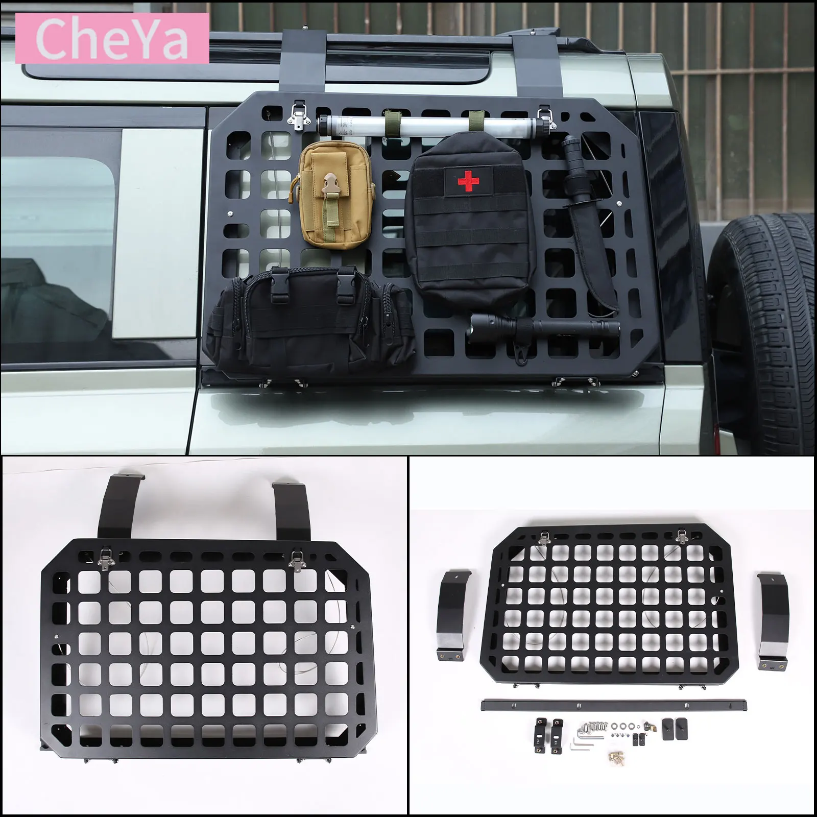 cheya Aluminum Alloy Car Window Armor Storage Rack Storage Tray for Land Rover Defender 110 2020 + Modification Accessories