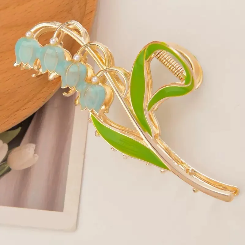 

High-End Forest Style Hair Accessories, Elegant Lily Of The Valley Flower Metal Clip