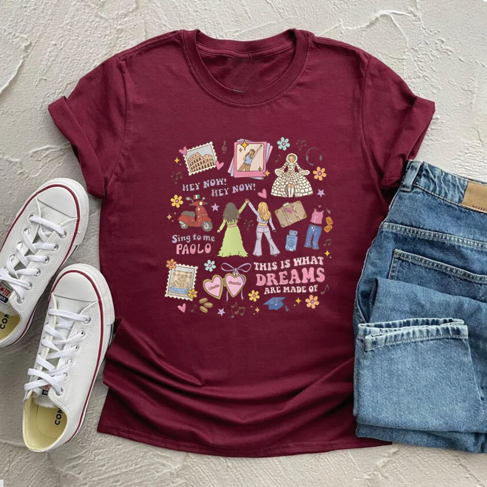 �This Is What Dreams Are Made of“ bedrucktes T-Shirt, Retro-Grafik-T-Shirt, trendige Urlaubshemden, Girls Trip, kurzärmelige, lässige Oberteile – Detail 13