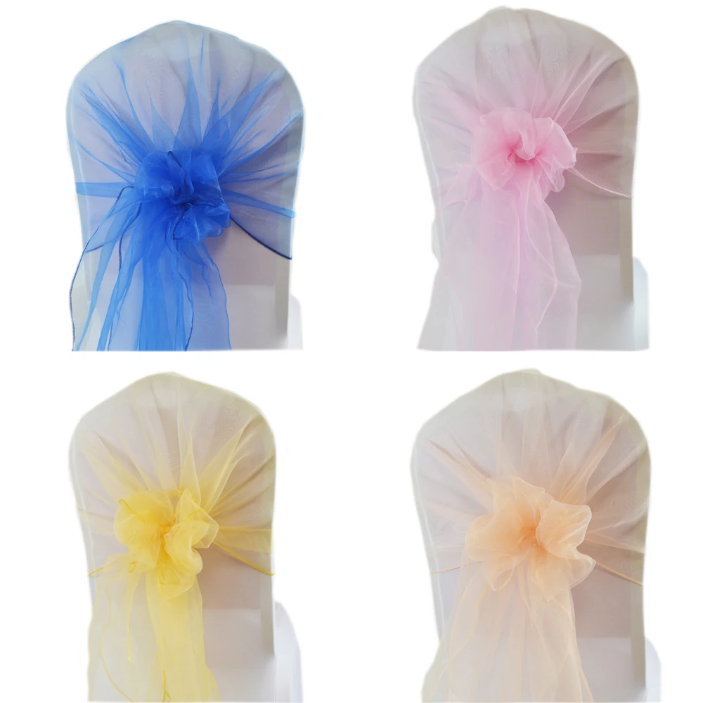 65*275cm Organza Chair Sashes Wedding Chair Band Hood Bow Cover For Wedding Even Party Banquet Home Chairs Knot Decoration