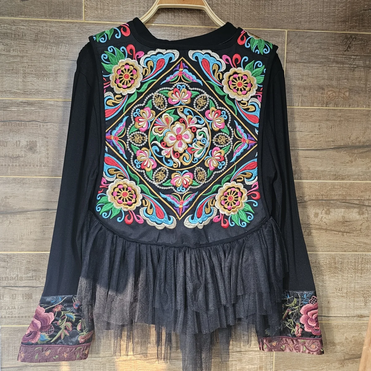 Newest vest suit for women Black bamboo fiber Bottoming shirt+gauze vest Chinese style embroidery set