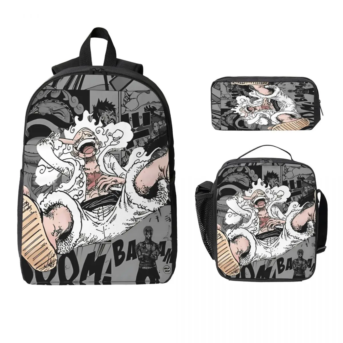 

3Pcs Luffys O-one-pieces Backpack Set for Boy Girl Pencil Boxes Bookbag Sets with Lunch Box For School Students Knapsack
