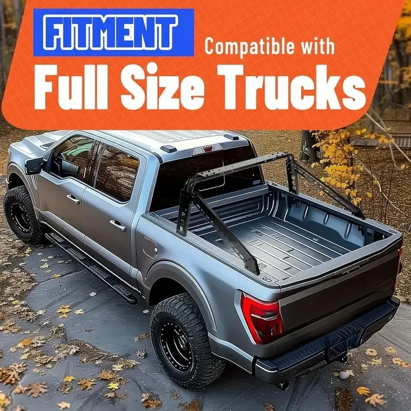 High Quality Black Adjustable Bar Cargo Rack Roll Cage Fit Silverado Ram F150 Full Size Truck