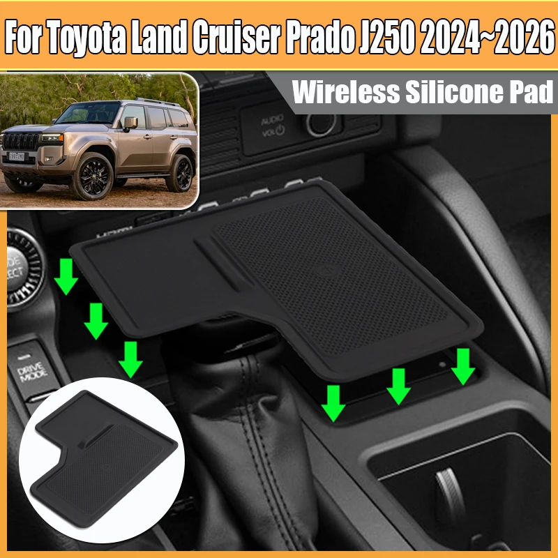

For Toyota Land Cruiser Prado J250 2024~2026 Car Interior Central Control Wireless Charging Pad Silicone Cover Mat Accessories