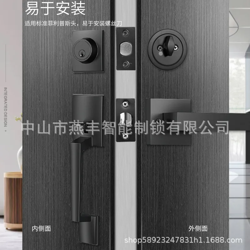 Zinc Alloy Deadbolt Lock for Wooden Doors Mechanical Door Lock for Hotels Indoor Room Door Lock for US Style Large Handle