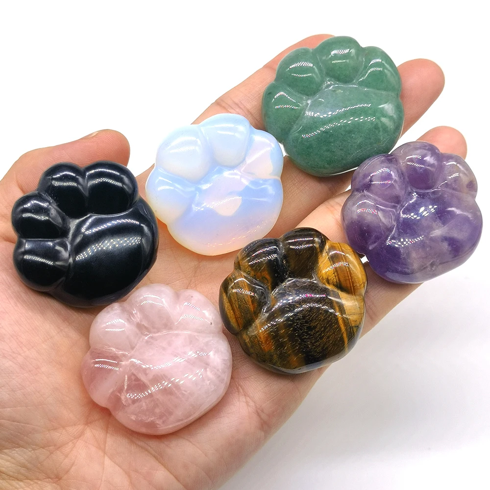 

1.5Inch Cat Paw Figurine Natural Chakra Semi-precious Stone Crystal Quartz Reiki Healing Gemstone Carving Ornament Home Decor