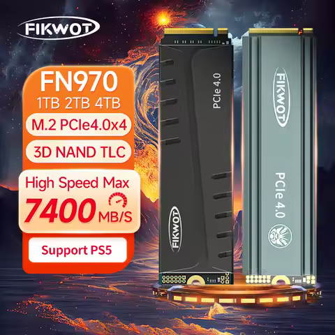 Fikwot FN970 SSD 512GB 1TB 2TB 4TB 7400MB/s PCIe4.0 M.2 NVMe with Dram Cache Heatsink Internal Solid State Drive for PS5 Desktop