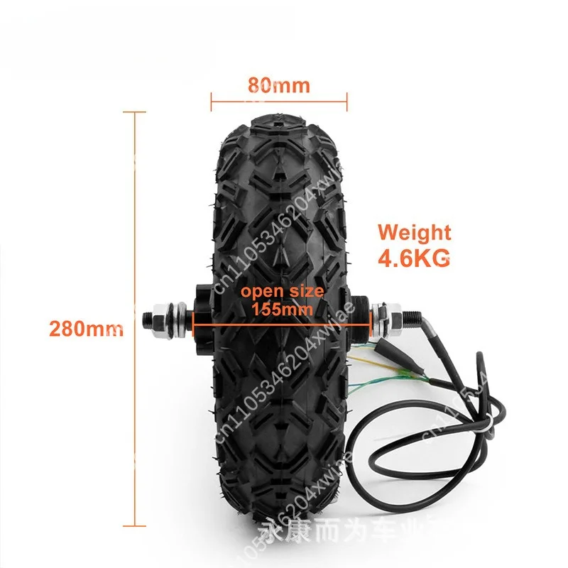 10 Inch 350W Brushless Gear Hub Motor Wheel 10x4.00-6 Replacement Tire Wheel For Electric Handcart And Single Wheel Cart