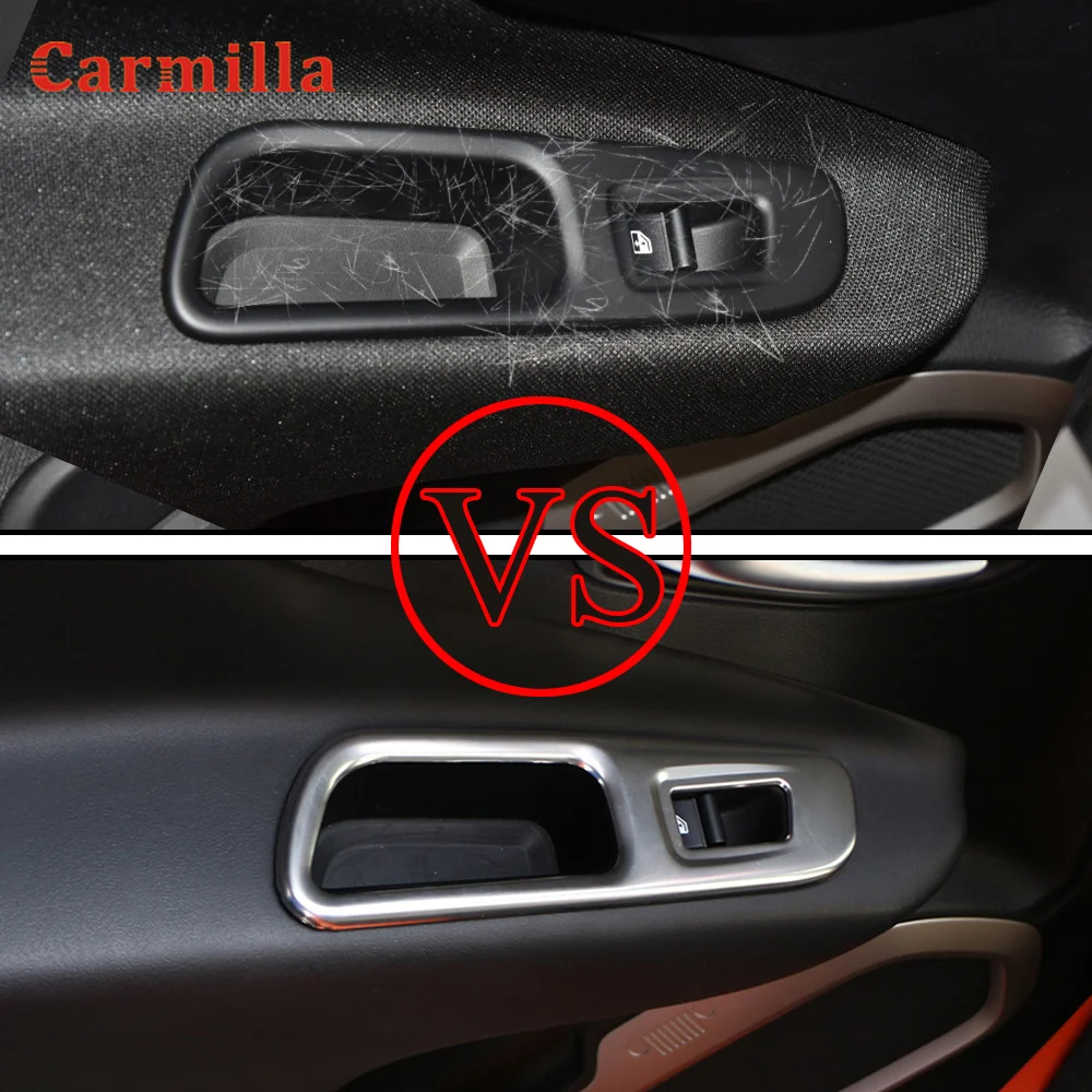 Car Door Windows Switch Cover Lifter Button Trim Protection Cover Ring Sticker Fit for Jeep Renegade LHD 2015-2018  Accessories