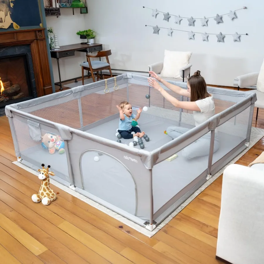 

Большой детский манеж, портативная игровая ручка, манеж для малышей и малышей с воротами и дышащей сеткой, детский игровой ярмар для дома и улицы
