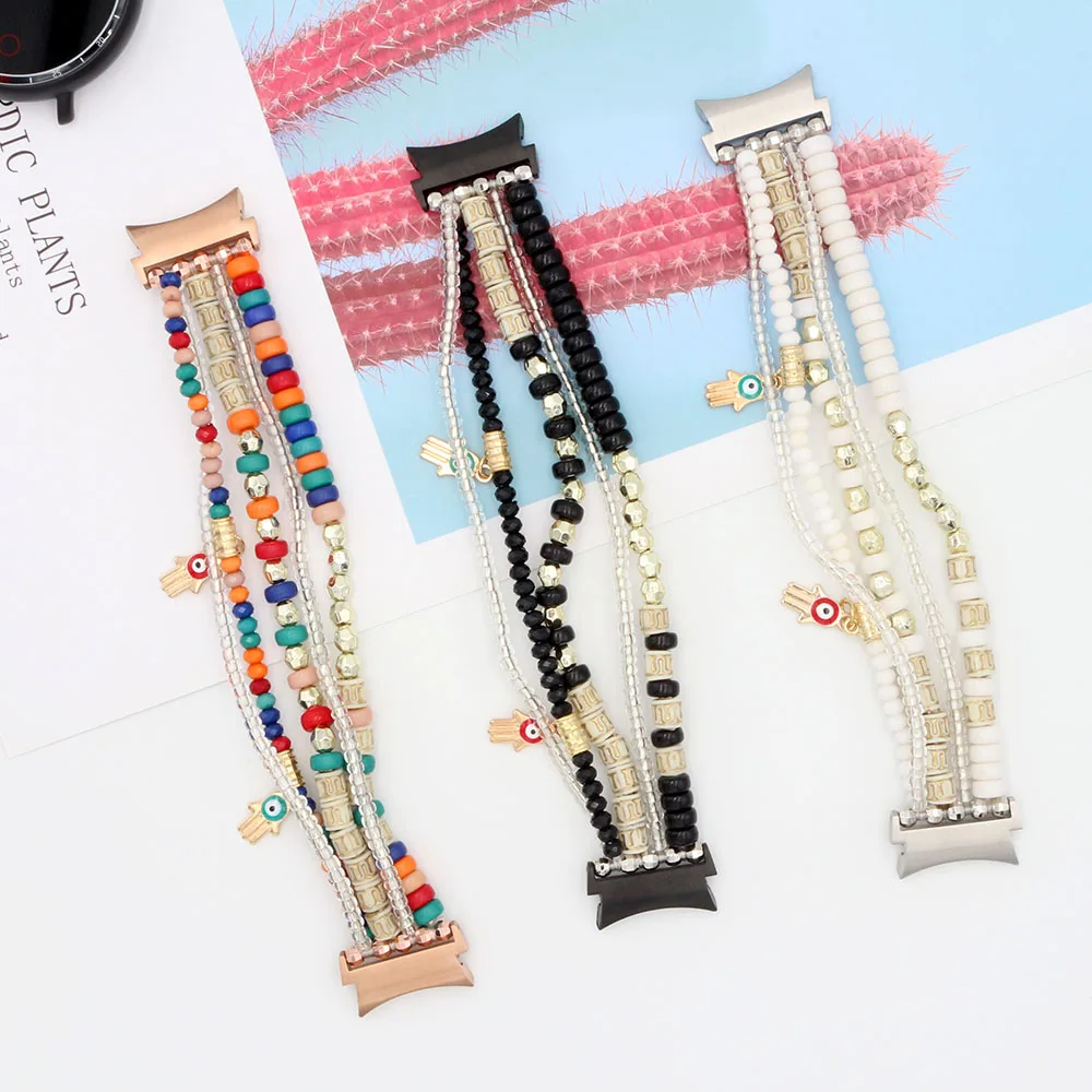 Boho Bracelet for Samsung Galaxy Watch 7 /6 Classic/ 5 Pro/4 Band Handmade Beaded Dressy Wristband Wrist Strap Women Bohemian