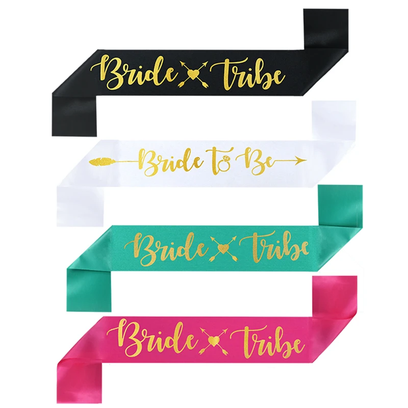 

5pcs Team Bride Bachelorette Party Bride To Be Satin Sash Ribbons Engagement Girl Hen Party Wedding Bridal Shower Decor Supplies