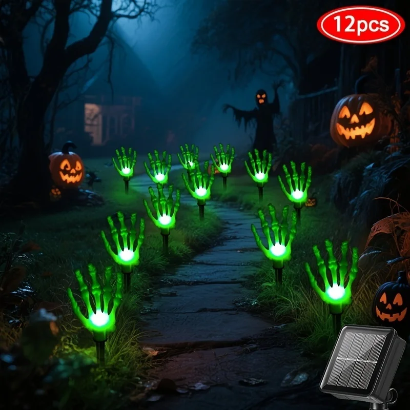 

12 Pieces Halloween Solar Ghost Hand Lights, Ghost Hand Prop Lights, Ground Plug LED Lights, 8 Lighting Modes, IP44, Outdoor