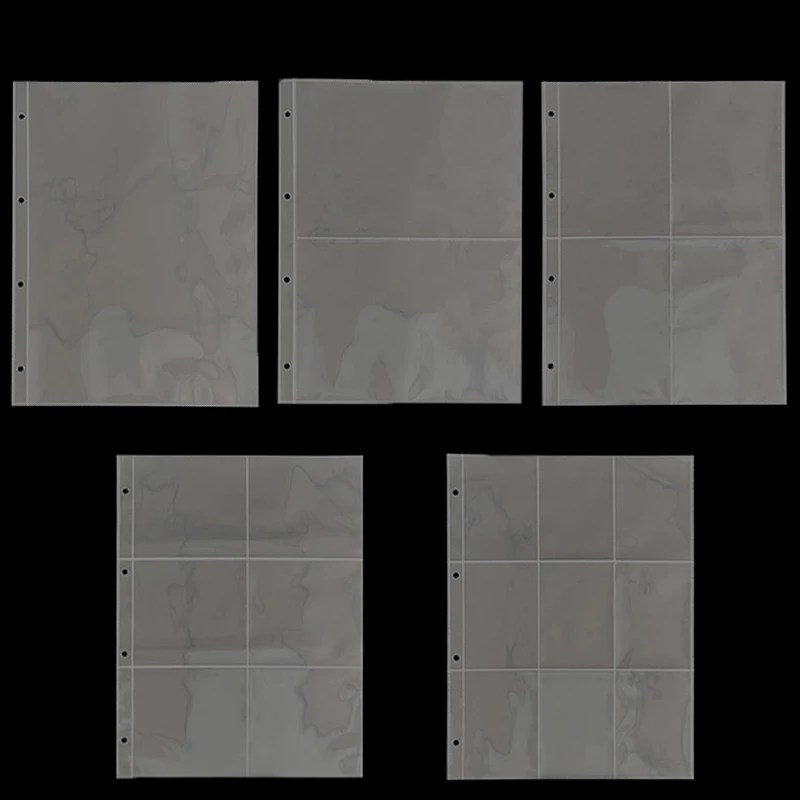1/2/4/6/9 Pockets Inside Transparent Banknote Photo Album Single Side Page Protective Cover 10pcs A4 4 Holes Flipchart Album