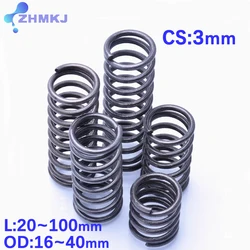3mm Wire Dia Steel Compression Spring Return Springs Steel OD 16~40mm Length 20-100mm High Elastic Blackening Pressure Spring