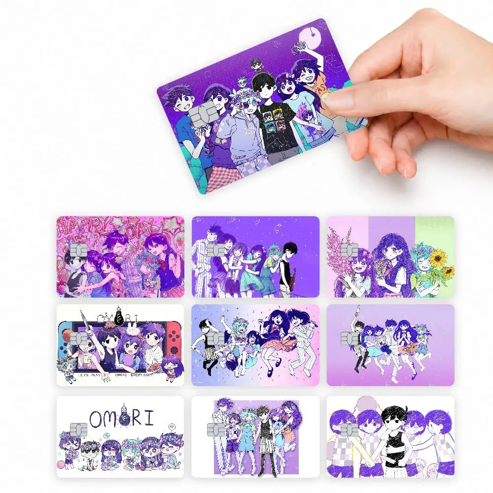 Game Omori  4pcs Credit Card Skin Stickers Suitable for Bank Debit Subway Bus Transit Pass Decorative Cover