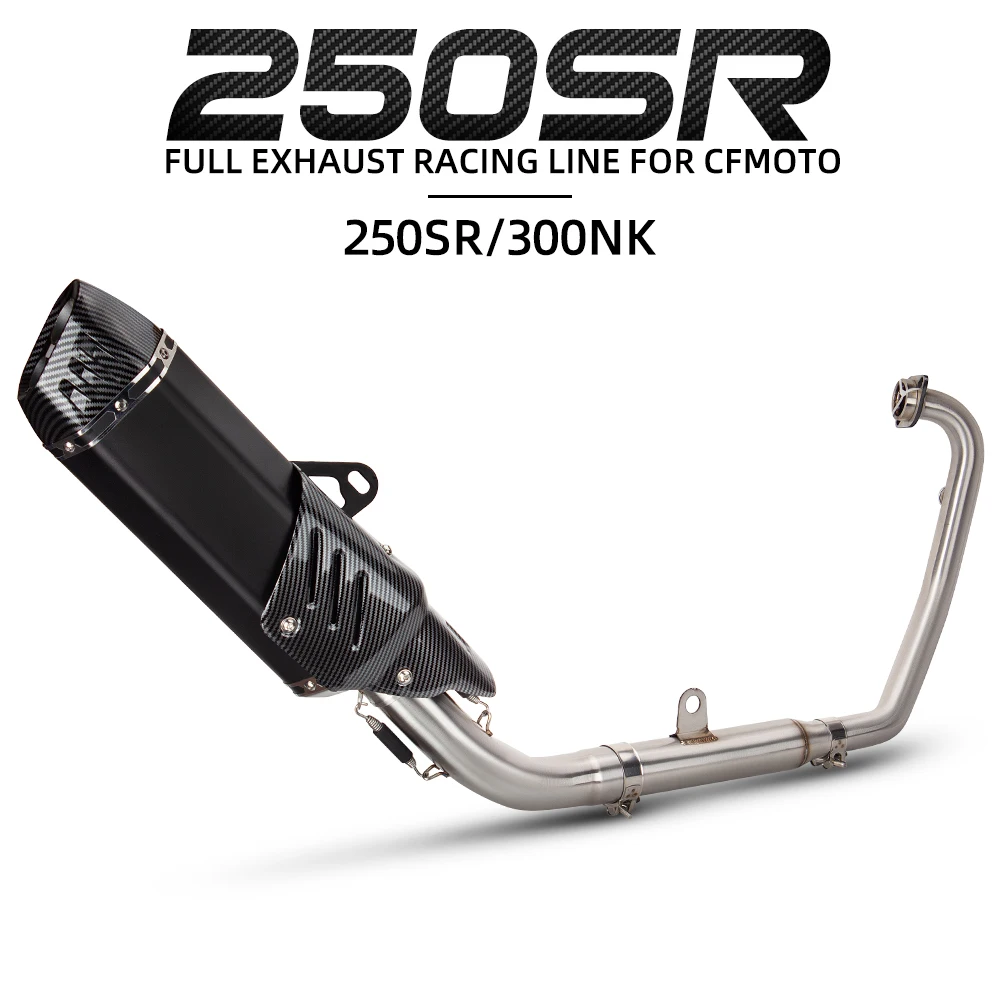 

Slip On For CFMoto 300SR 300NK 250SR NK250 Motorcycle Exhaust Pipe Escape Front Tube Full System with Cover Double Hole Muffler