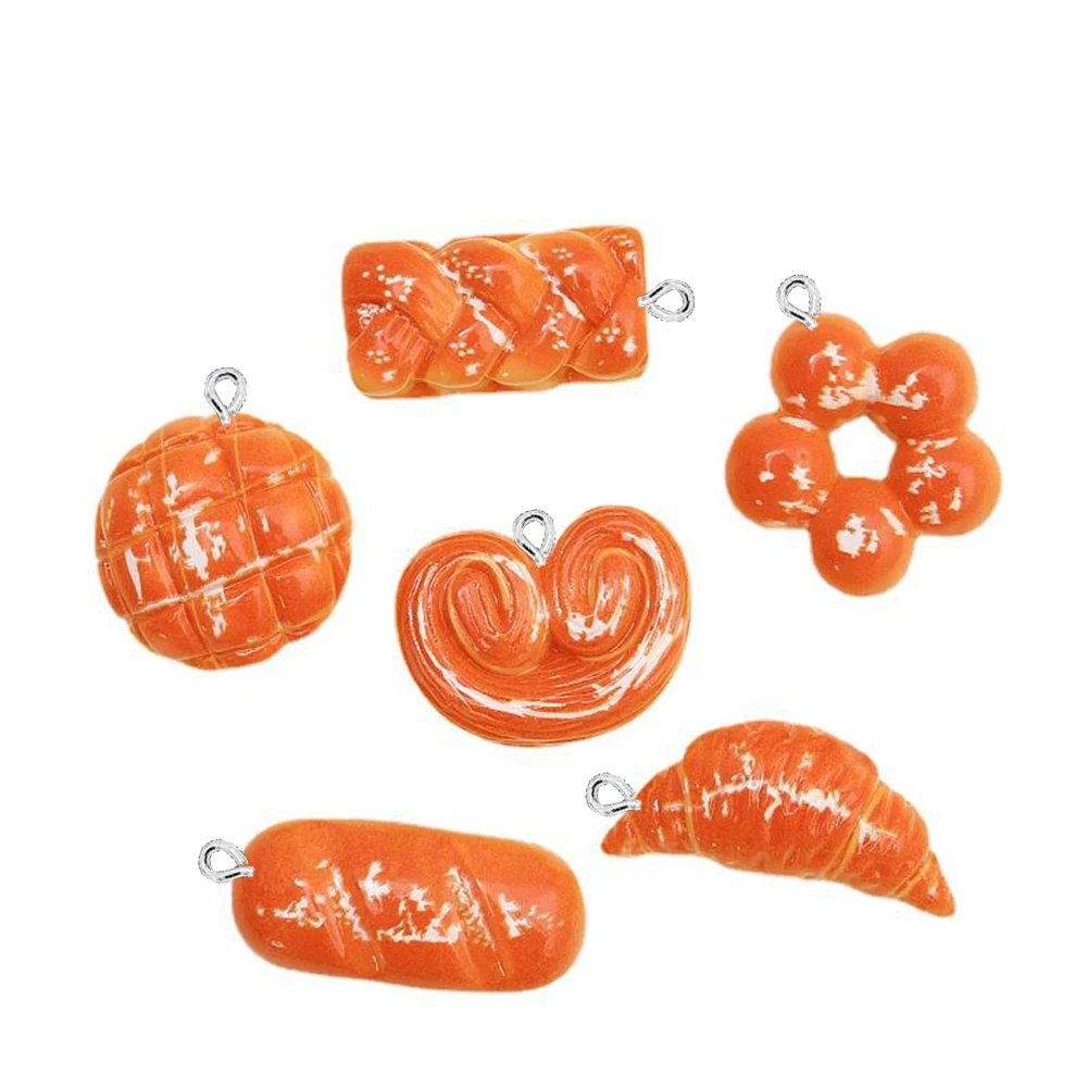 10PCS Shiny Heart Bread Series Flat Back Charms For Earrings Bracelet Hairpin DIY Jewelry Pendants Decoration Accessories