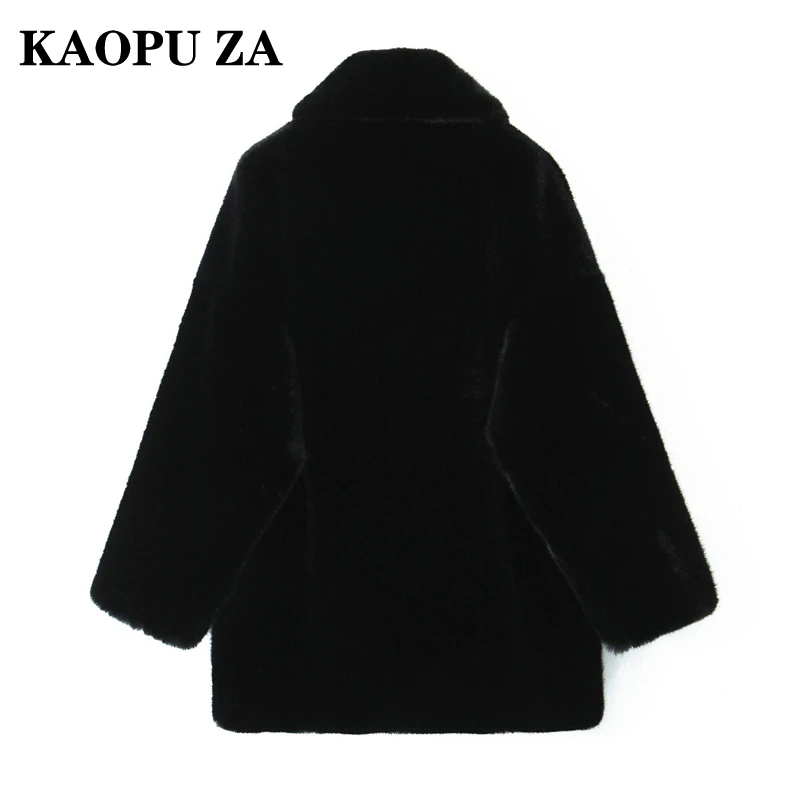 KAOPU ZA 2024 Autumn/Winter Woman Casual Turn-down Collar Long Sleeve Solid Color Overcoat Jacket Female Fashion Button Top Coat