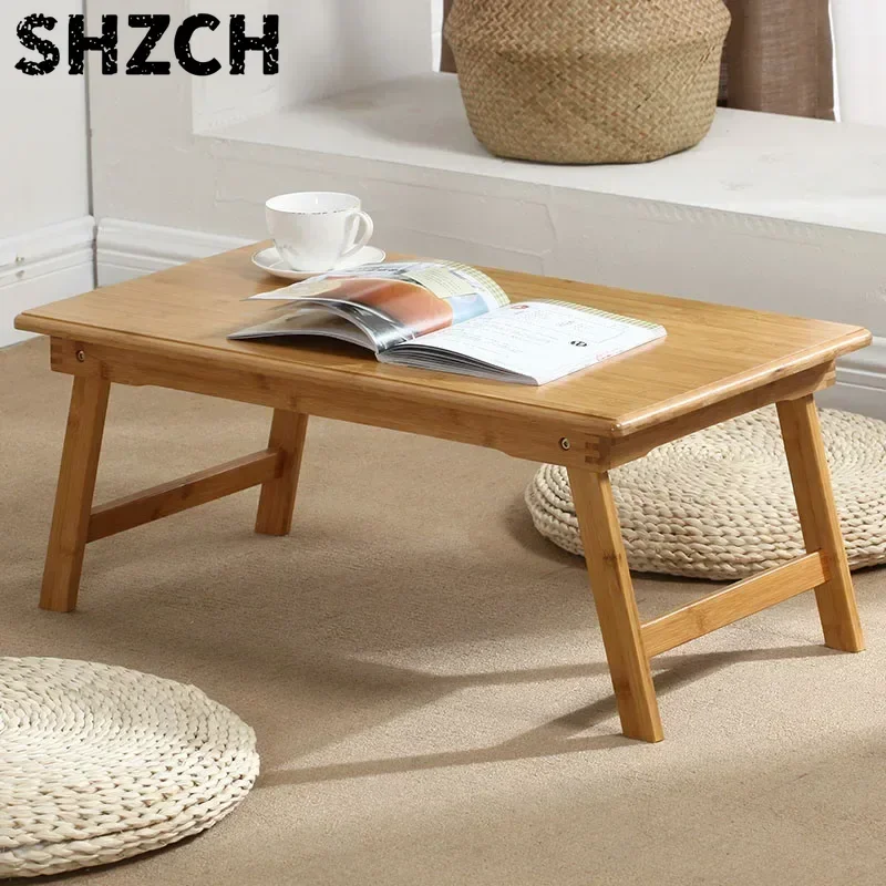 Durable Bamboo Laptop Desk Foldable Lazy Workstation Space-Saving Notebook Table High Load-Bearing Bed Desk Adjustable Study