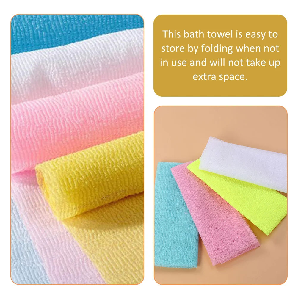 

4pcs Exfoliating Bath Towel Scrubber Washcloths Body Tool Korean Scrub Nylon Loofah Mixed Color Long Lasting Material