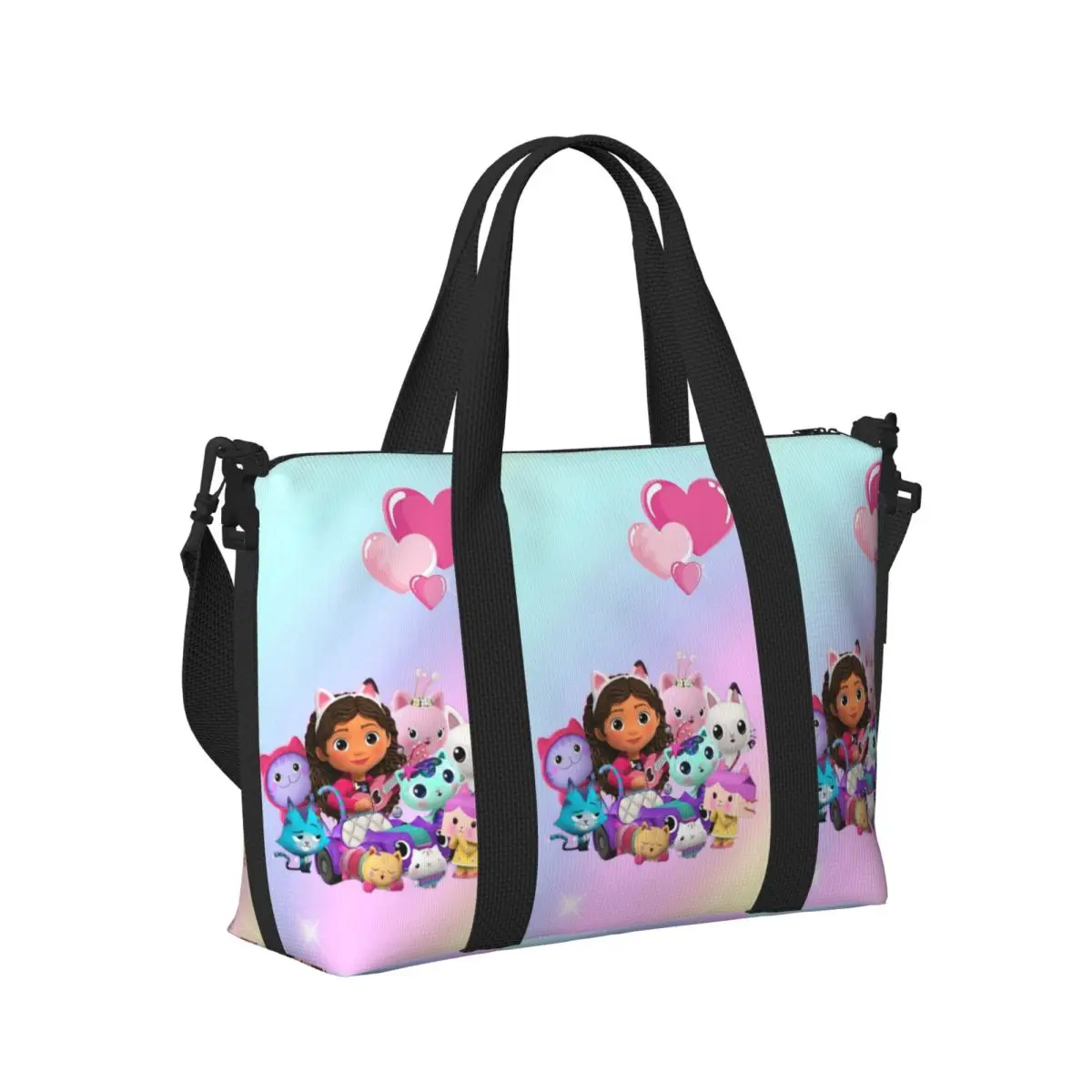 

Gabbys Mercat Cats Cartoon Dollhouse Beach Travel Bag Large Capacity Tote Bags for Gym Sport Women Shopping Duffle Shoulder Bag