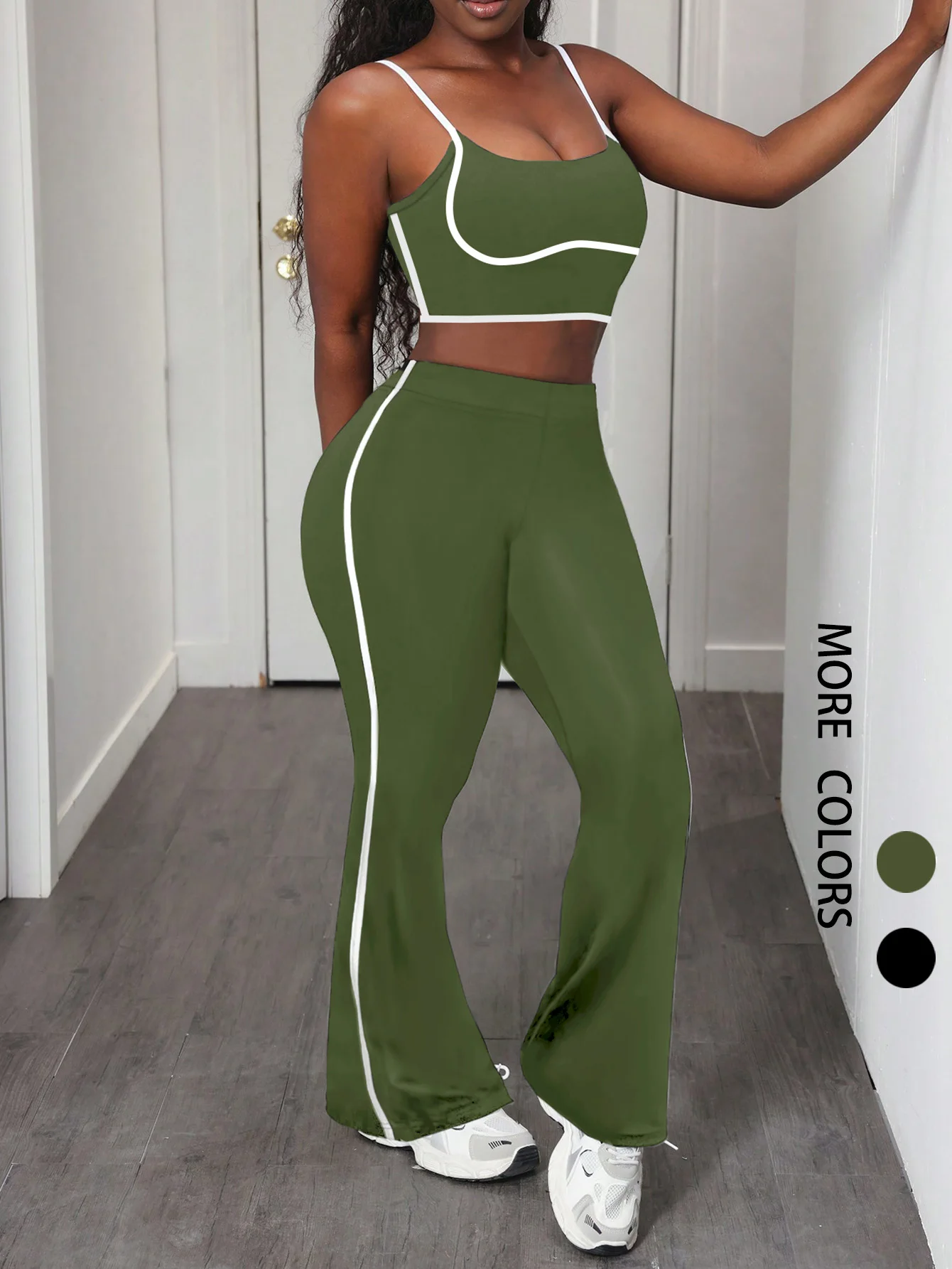 

Summer Women's Adjustable Side Stripe Two-Piece Set Sexy Club Style Casual Sportswear Vest And Pants Outfit