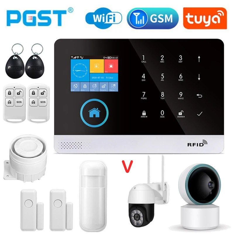 

PGST-PG103 2G home safety alarm system, 433MHz wireless anti-theft alarm, WiFi, GSM, Tuya smart home application control Sensor