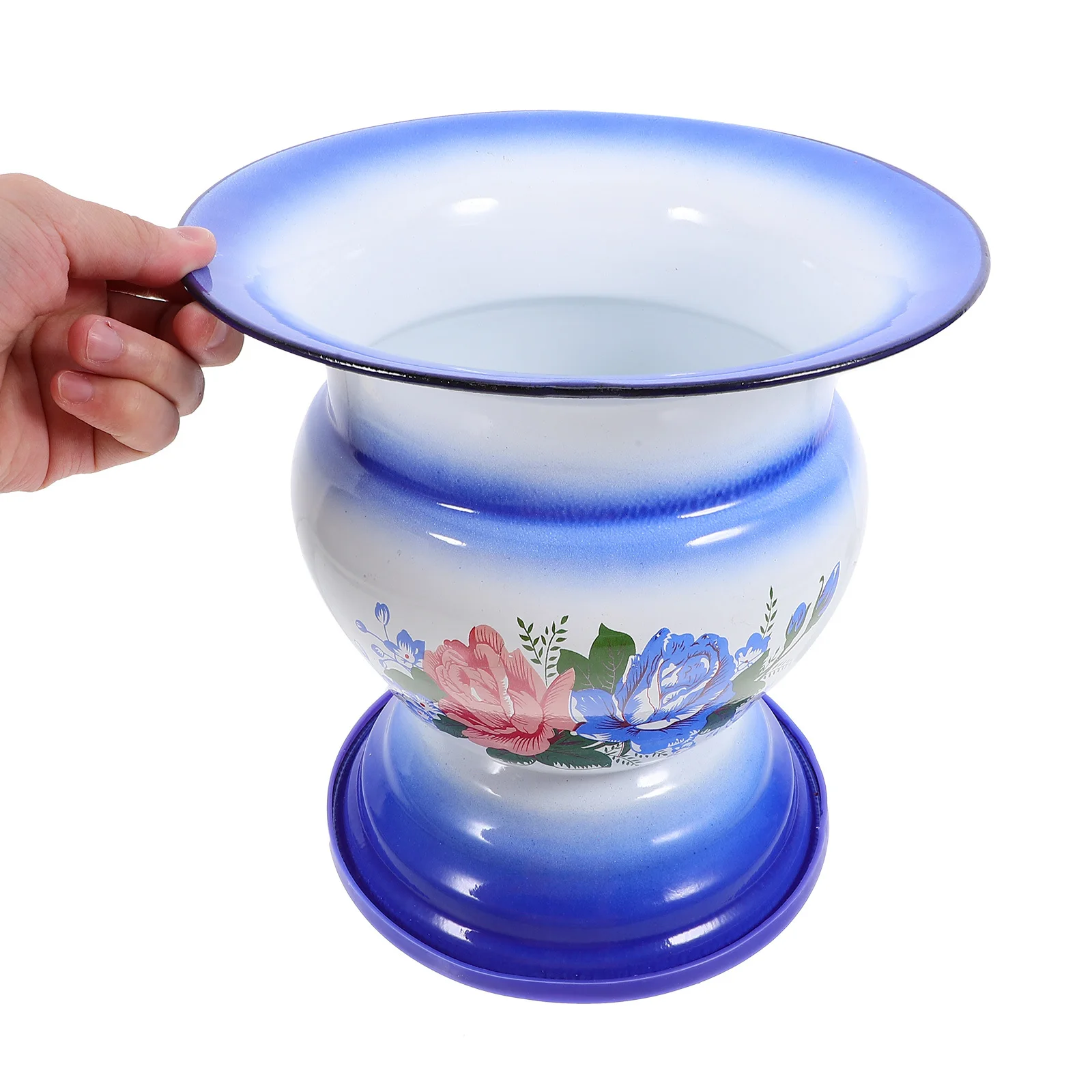 

1Pcs Enamel Spittoon Vintage Chinese Style Spittoon for Home Bedroom Travel Outdoor Durable Retro Household Pee Bucket Non-Slip