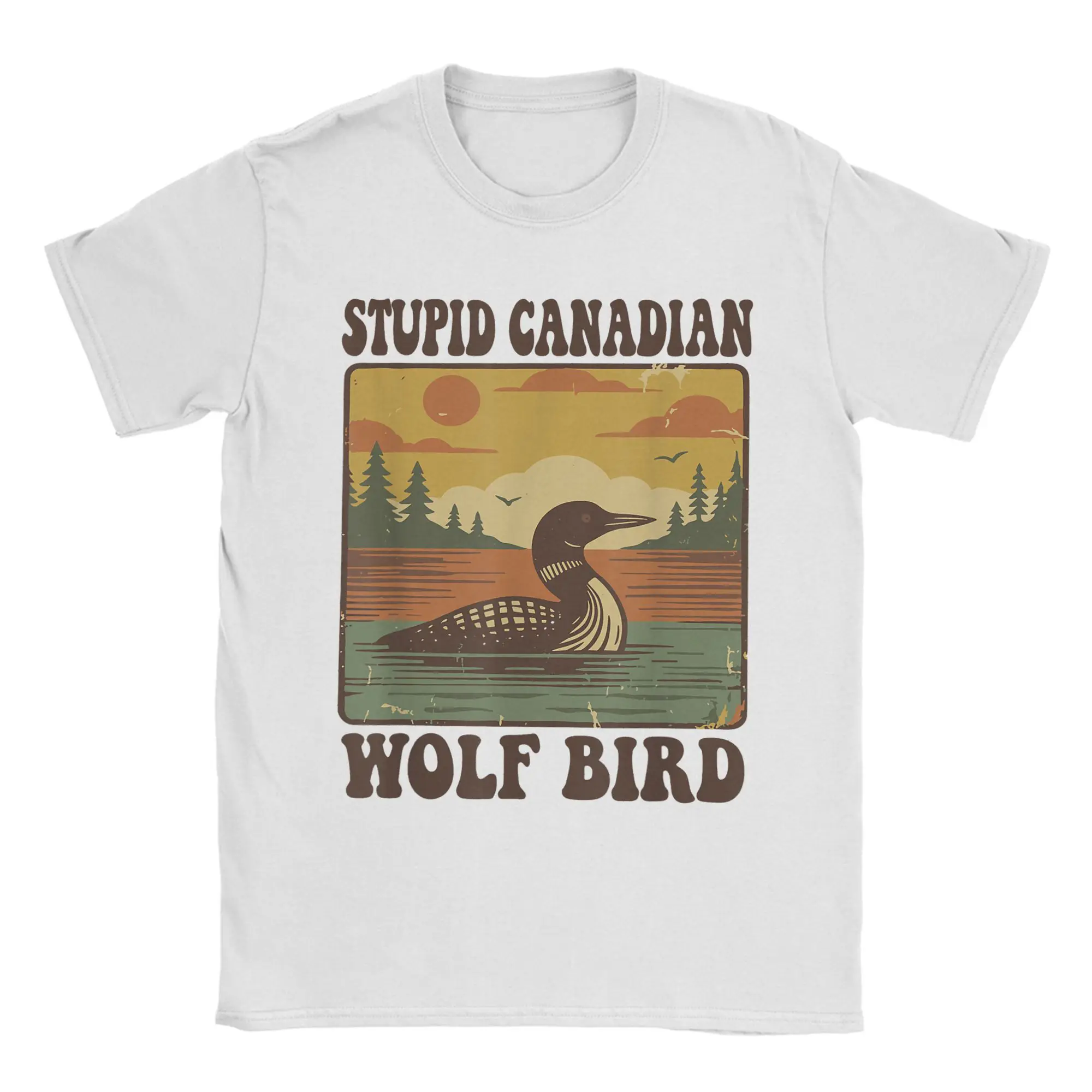 

Oversized T-Shirt Beach Stupid Canadian Wolf Bird Funny Loon Humor Hippie T Shirts Cotton Tshirt for Men Casual Design Top Tees
