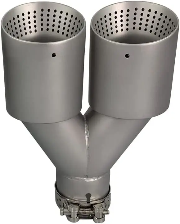 

Y-Shape Dual Car Exhaust Tip With 2.5 Inch Inlet, 3.5 Inch Outlet, Frosted Finish And Perforated Mesh Grill
