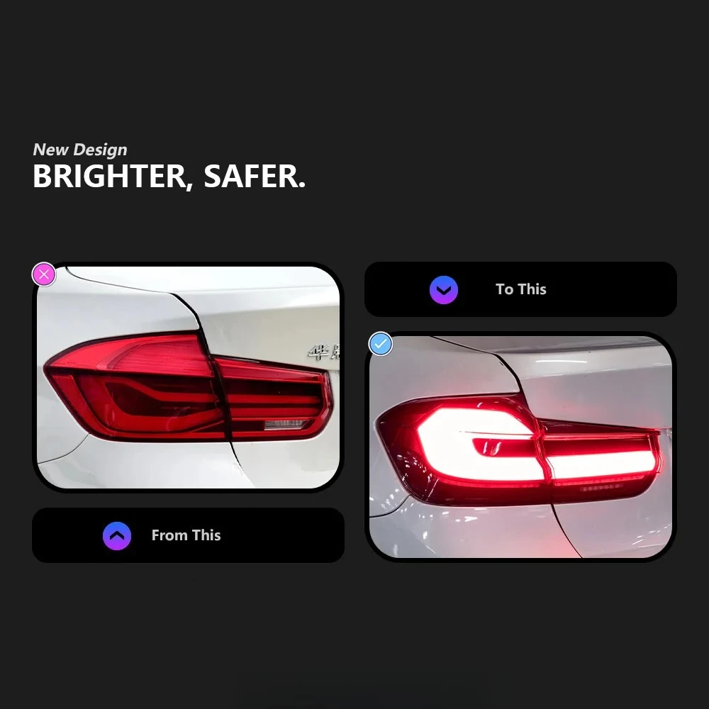 LED-Rückleuchten für BMW 3er F30 F35 F80 2013-2019, 3D-Style Nebelschlussleuchten-Brems- und Blinkerleuchten-Set, Plug & Play 2 Stück