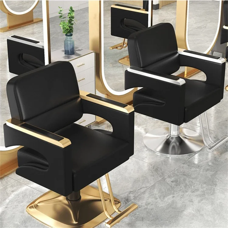 Barbershop Chair Hair Stable Beauty Salon Hair Chair Rotatable Lifting Stainless Steel Armchair Salon Furniture