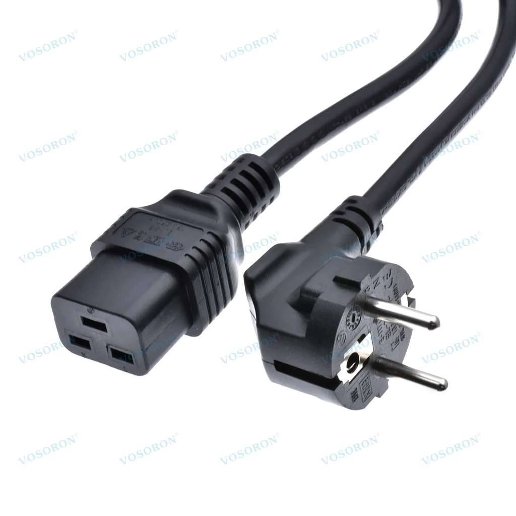Europe Schuko Plug CEE 7-7 Plug 16A 250V to IEC 60320 C19 Power Cord for Servers | PDU| PC Computers| Monitors
