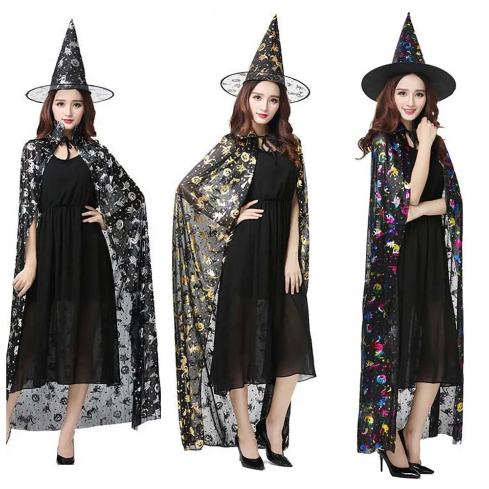 Trendy Performance Costumes Halloween Cloak Sets Pumpkin Witch Caps Scary Costumes Bat Hat Ghost Wizard Robe Party Show