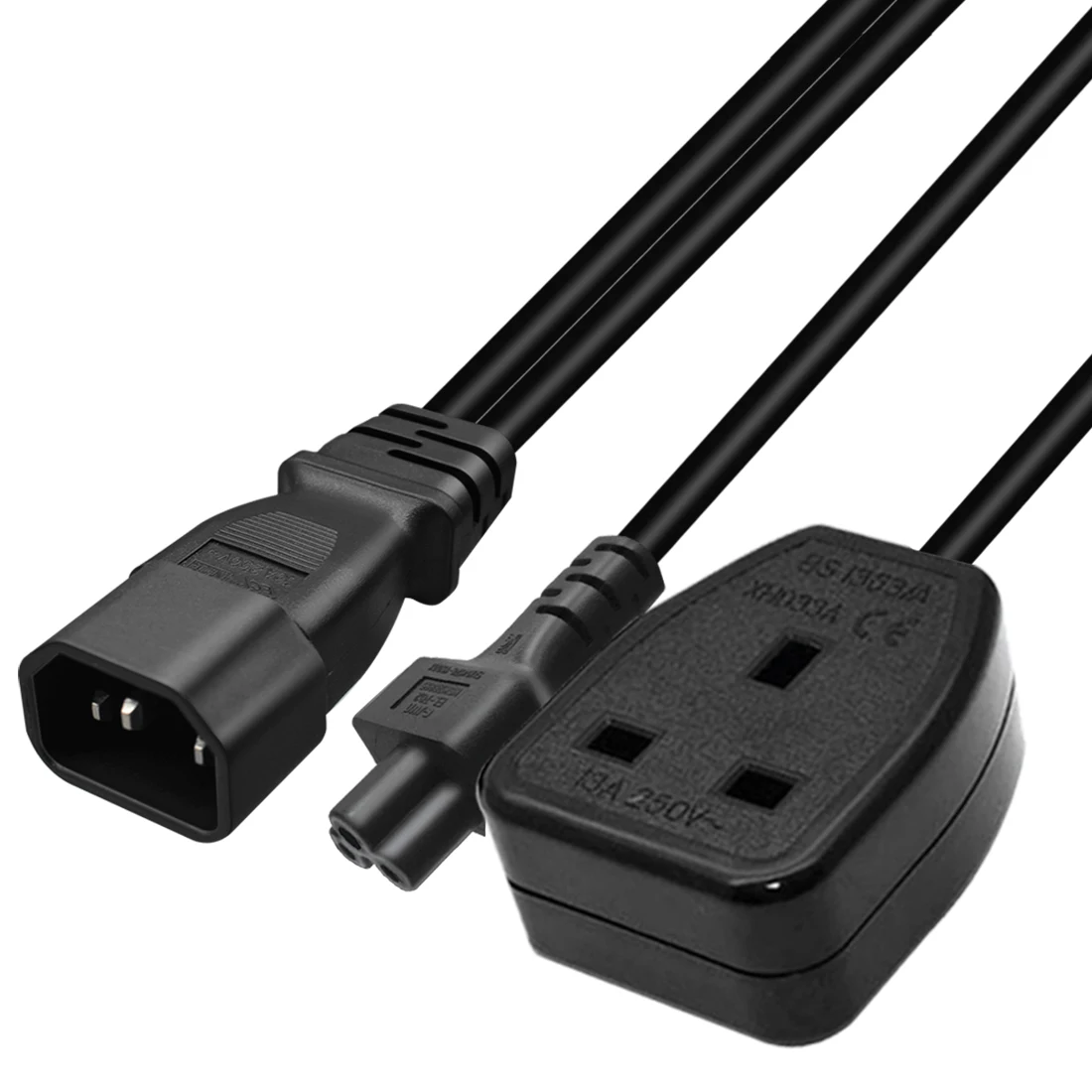 JORINDO C14 TO C5 + UK ซ็อกเก็ต Y Splitter ปลั๊กไฟสายไฟ, IEC320 C14 อังกฤษซ็อกเก็ตและ C5 3 หลุมสายแปลงไฟ