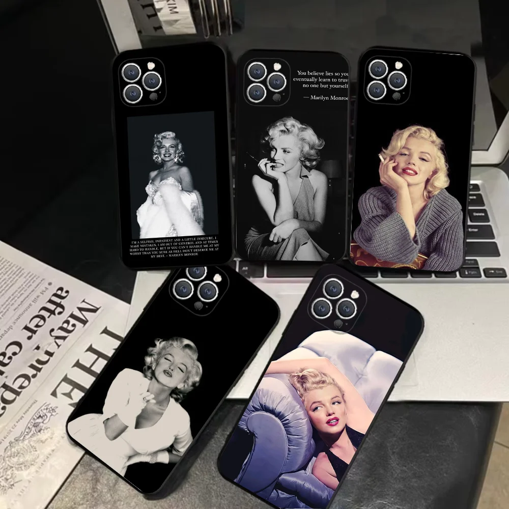 Sexy M-Marilyn M-Monroe  Phone Case For iPhone 16,15,14,13,12,11,Pro,X,XS,Max,XR,Plus,Mini Soft Black Cover