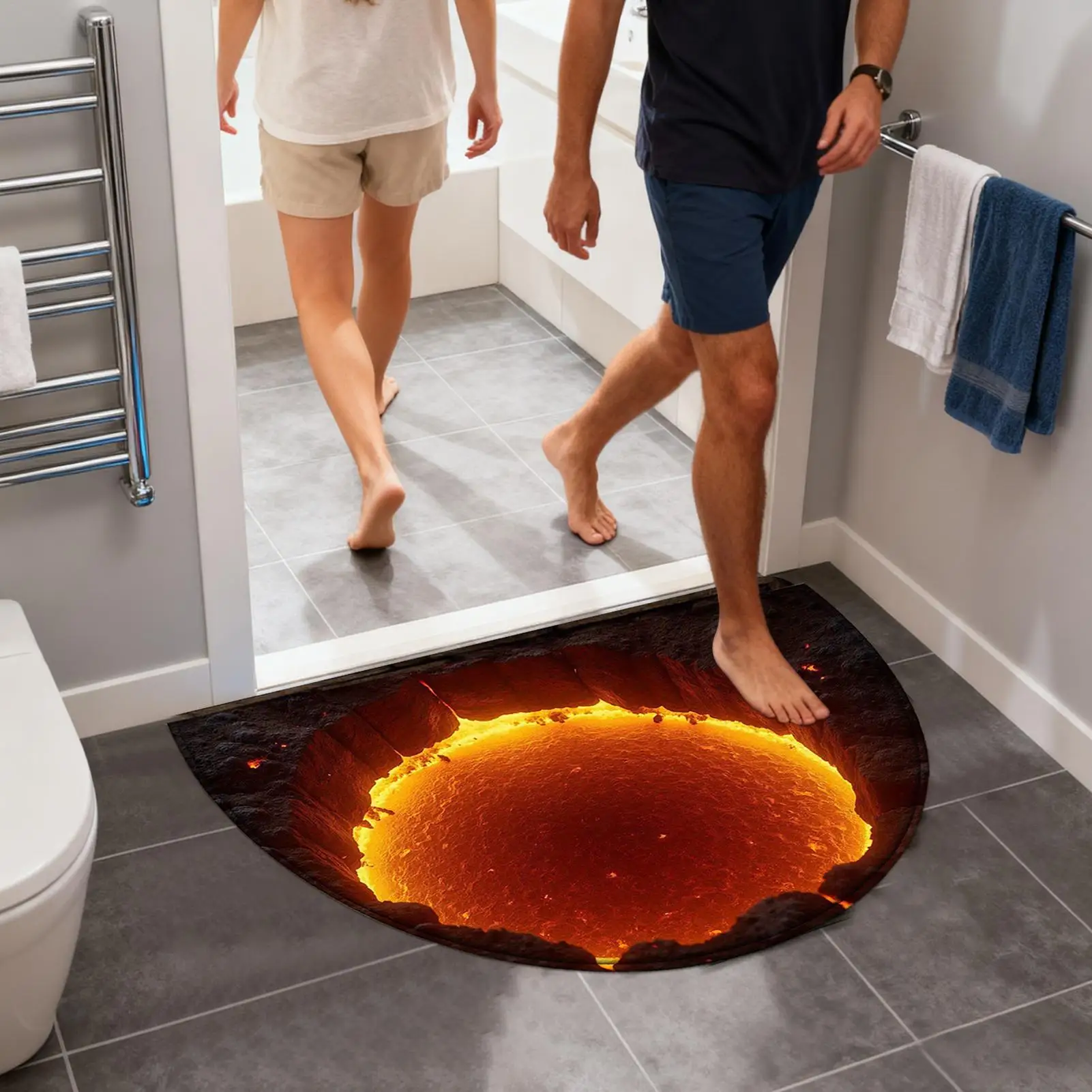 

Illusion Rug Soft Washable Absorbent Mat Semi-Circular 3D Carpet Floor Mats For Bedroom Living Room Kitchen Entryway Front Door