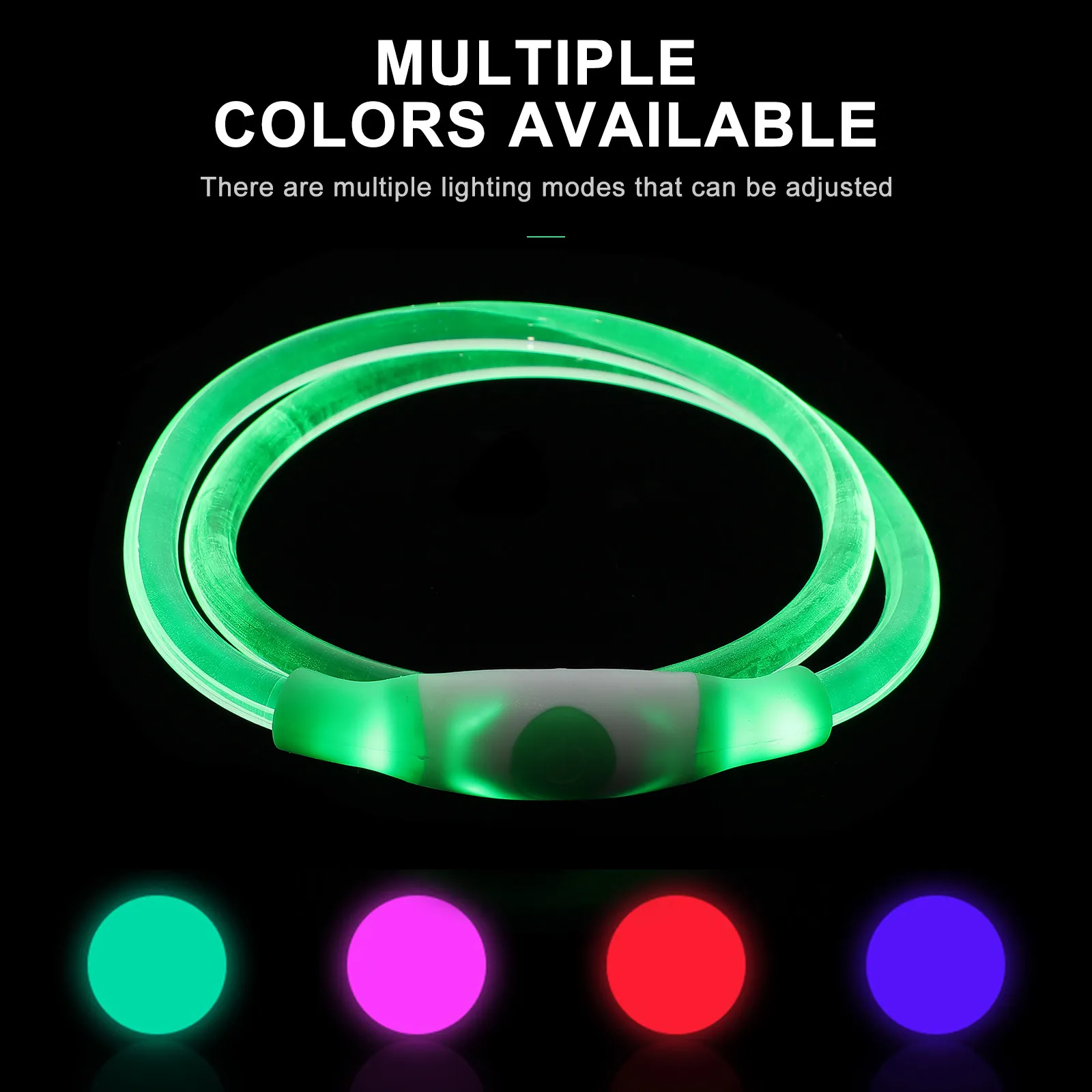 Luminous Pet Collar Adjustable Cuttable Glowing Dog Necklace Outdoor Night Safety Flashing Pet Accessory Light Effect Warning