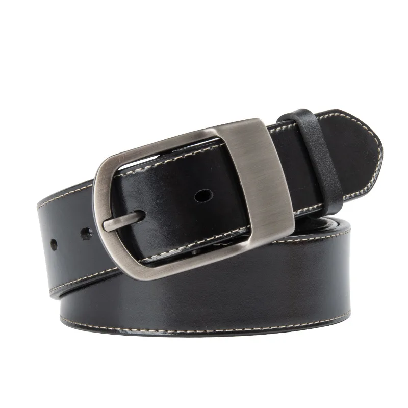 Men's Cowhide Belt Leather Luxury Retro Business Belt Versatile Needle Buckle Simple Casual Item  Luxury Brand